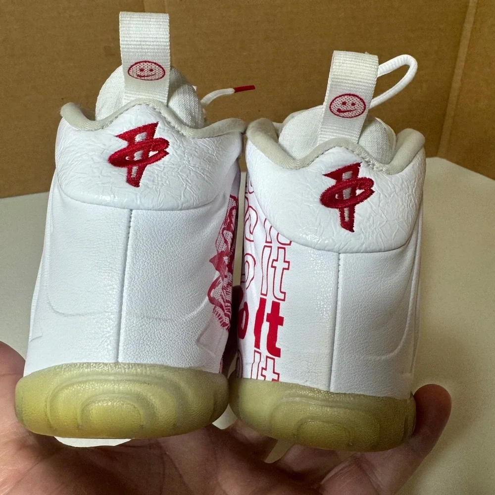 Nike Air Little Posite One Kids Sneakers‎ Shoes White Red Just Do It Roses